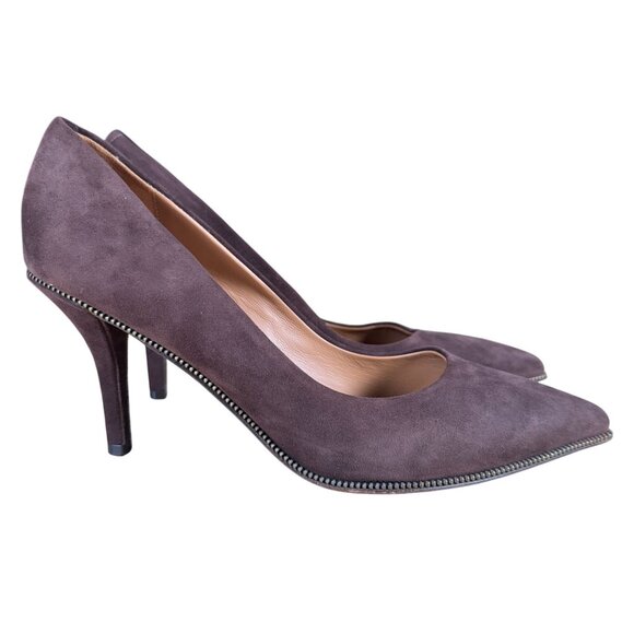 Givenchy Brown Suede Pointed Toe Zipper Detail Heels Size 38 - Picture 1 of 8